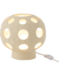 Lampe à poser originale boule Hauteur 21 cm en Grès Beige Noris - 1