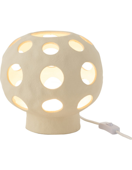 Lampe à poser originale boule Hauteur 21 cm en Grès Beige Noris - 1