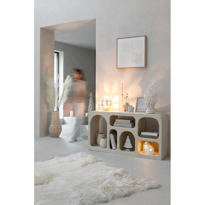 Lampe à poser originale boule Hauteur 21 cm en Grès Beige Noris - 2