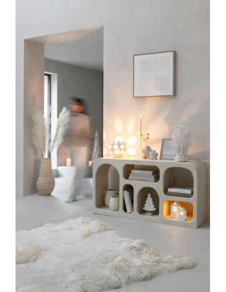 Lampe à poser originale boule Hauteur 21 cm en Grès Beige Noris - 2