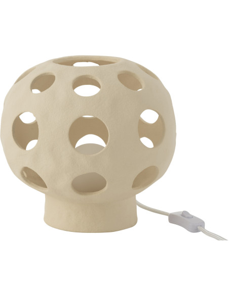 Lampe à poser originale boule Hauteur 21 cm en Grès Beige Noris - 3