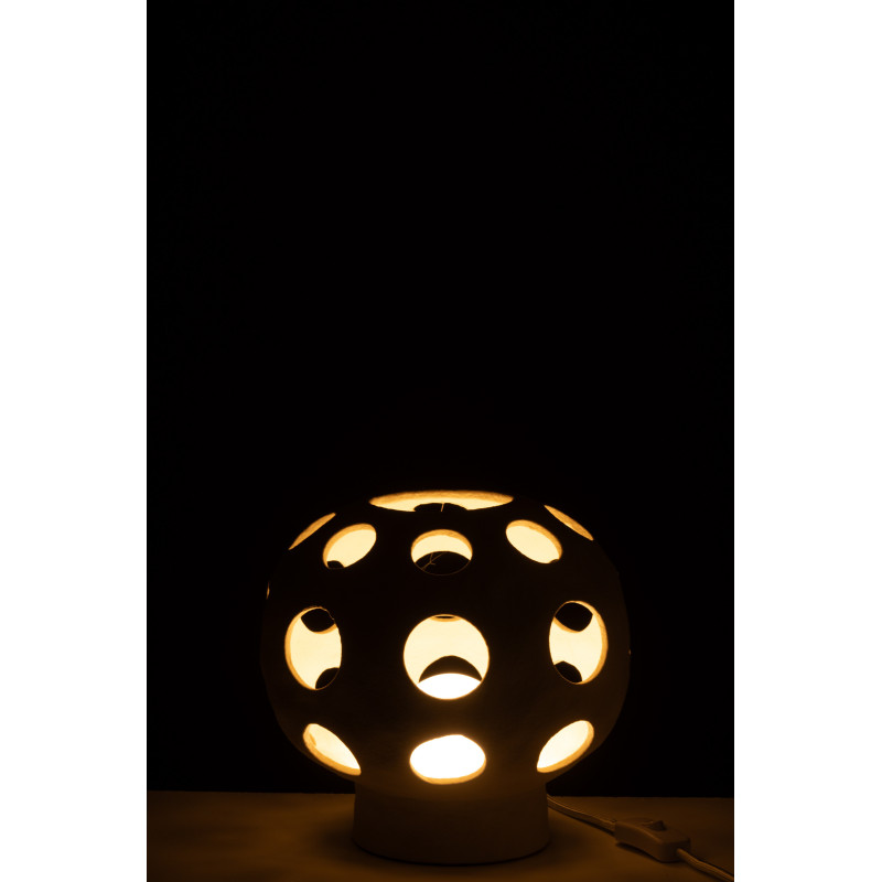 Lampe à poser originale boule Hauteur 21 cm en Grès Beige Noris - 4