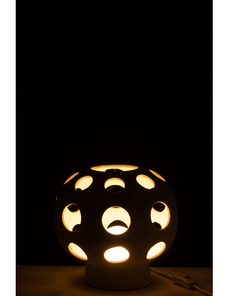 Lampe à poser originale boule Hauteur 21 cm en Grès Beige Noris - 4