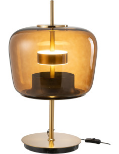 Lampe à poser originale Led Hauteur 59 cm en Verre Ambre Métal Doré Relor - 1