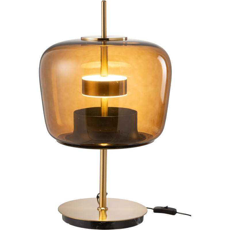 Lampe à poser originale Led Hauteur 59 cm en Verre Ambre Métal Doré Relor - 1