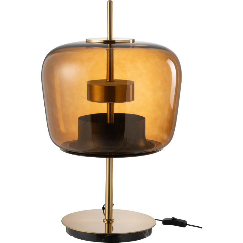 Lampe à poser originale Led Hauteur 59 cm en Verre Ambre Métal Doré Relor - 3