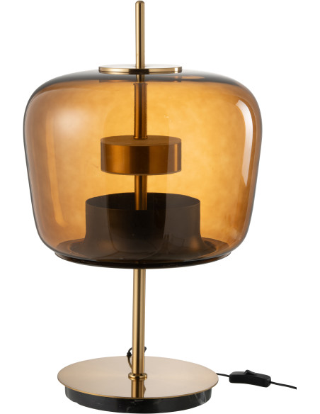 Lampe à poser originale Led Hauteur 59 cm en Verre Ambre Métal Doré Relor - 3