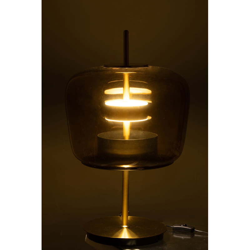 Lampe à poser originale Led Hauteur 59 cm en Verre Ambre Métal Doré Relor - 4
