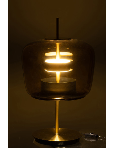 Lampe à poser originale Led Hauteur 59 cm en Verre Ambre Métal Doré Relor - 4