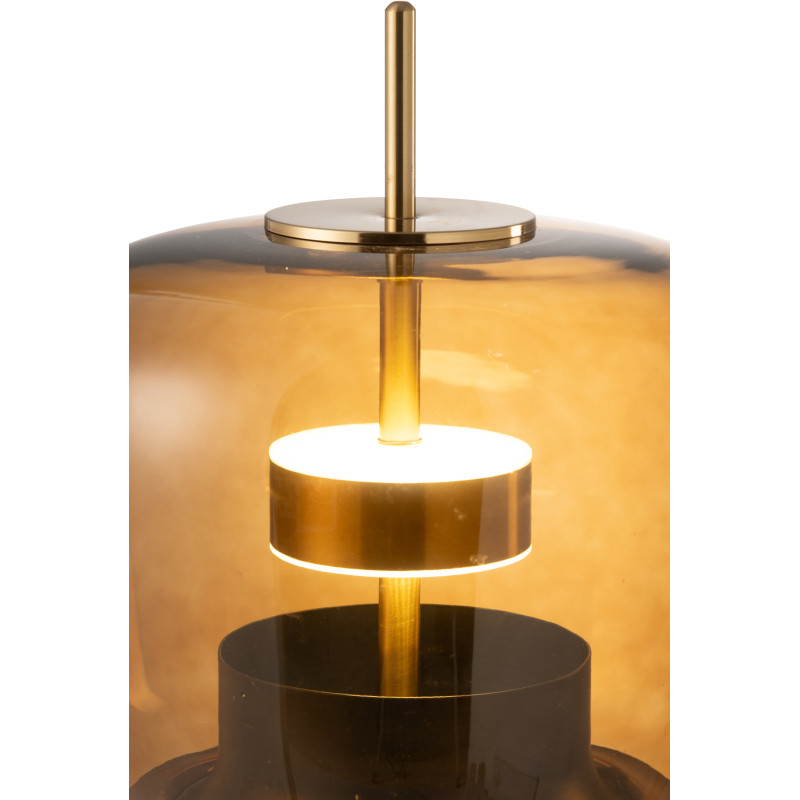 Lampe à poser originale Led Hauteur 59 cm en Verre Ambre Métal Doré Relor - 5