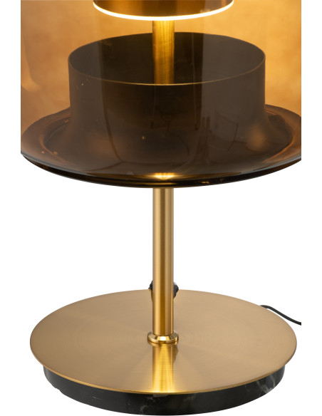 Lampe à poser originale Led Hauteur 59 cm en Verre Ambre Métal Doré Relor - 6