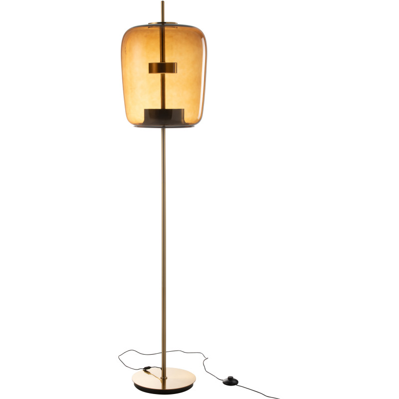 Lampadaire originale Led Hauteur 168 cm en Verre Ambre Métal Doré Relor - 3
