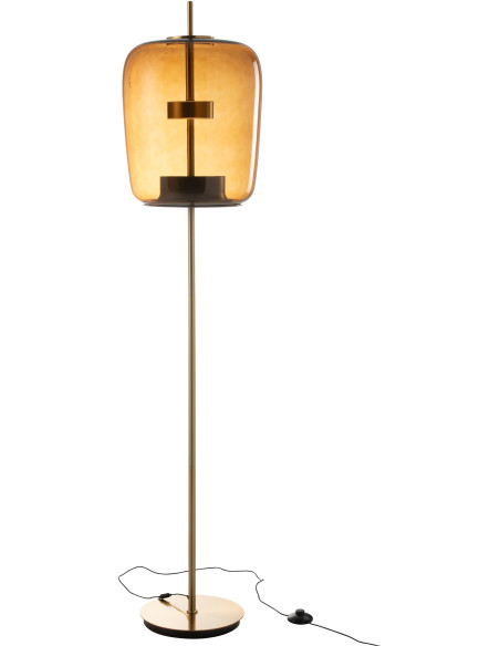 Lampadaire originale Led Hauteur 168 cm en Verre Ambre Métal Doré Relor - 3