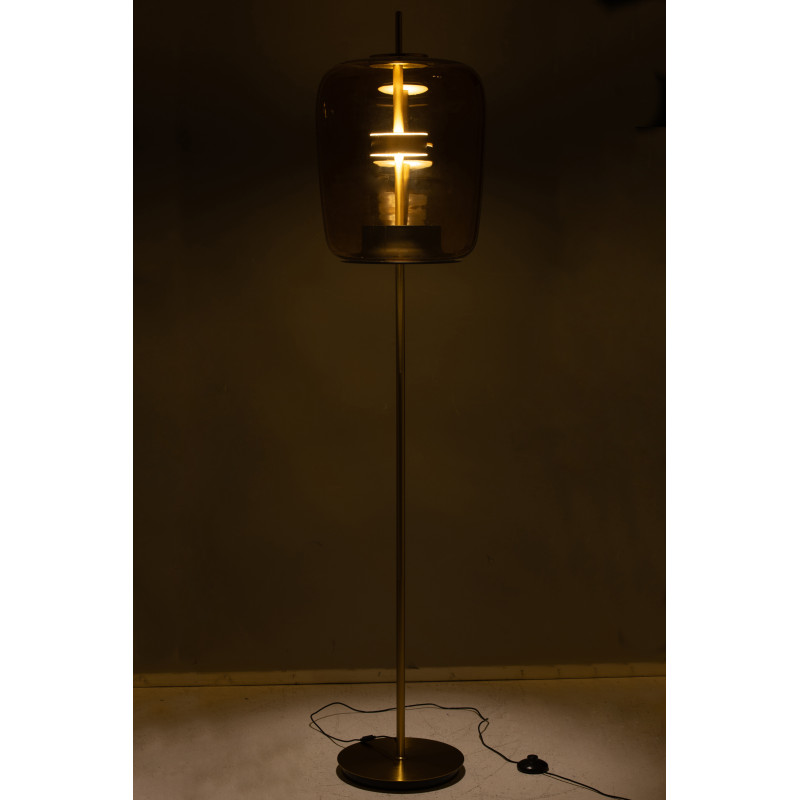 Lampadaire originale Led Hauteur 168 cm en Verre Ambre Métal Doré Relor - 4