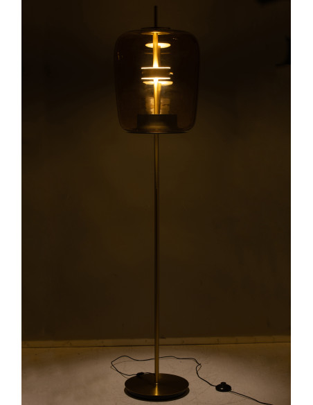 Lampadaire originale Led Hauteur 168 cm en Verre Ambre Métal Doré Relor - 4