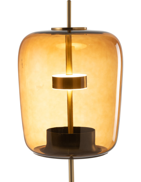 Lampadaire originale Led Hauteur 168 cm en Verre Ambre Métal Doré Relor - 6
