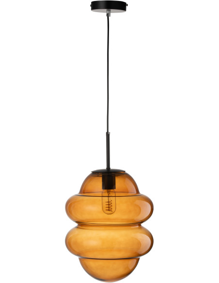 Supension originale Cuillère de miel Diamètre 28 cm en Verre Ambre Métal Noir Honey - 2