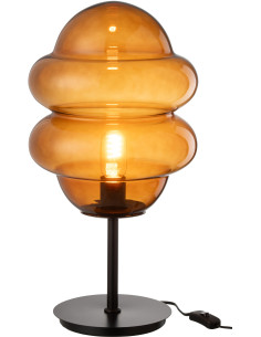 Lampe à poser originale Cuillère de miel Hauteur 52 cm en Verre Ambre Métal Noir Honey - 1