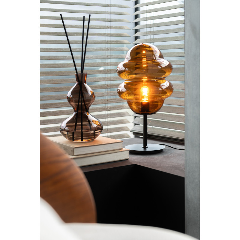 Lampe à poser originale Cuillère de miel Hauteur 52 cm en Verre Ambre Métal Noir Honey - 2