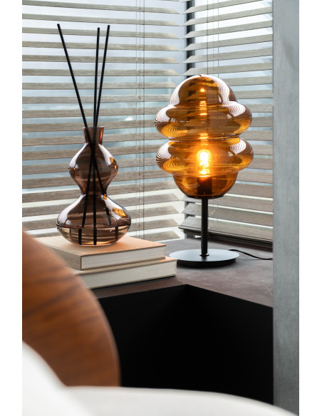 Lampe à poser originale Cuillère de miel Hauteur 52 cm en Verre Ambre Métal Noir Honey - 2