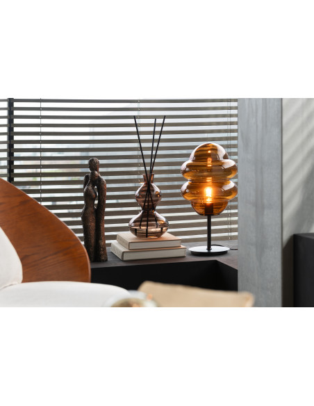 Lampe à poser originale Cuillère de miel Hauteur 52 cm en Verre Ambre Métal Noir Honey - 6