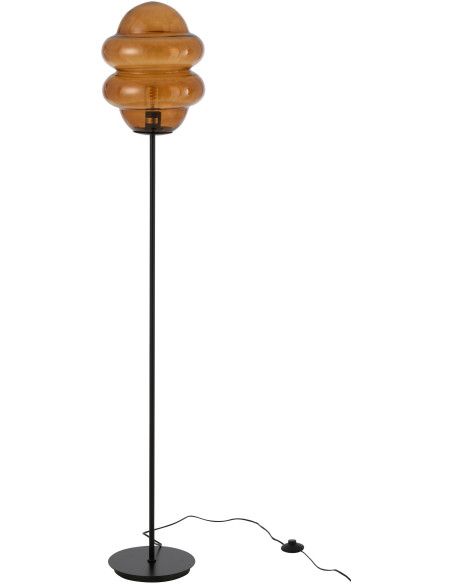 Lampadaire original Cuillère de miel Hauteur 160 cm en Verre Ambre Métal Noir Honey - 3