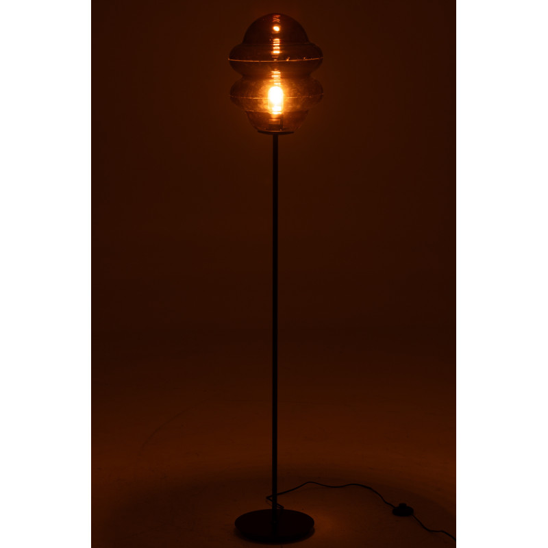 Lampadaire original Cuillère de miel Hauteur 160 cm en Verre Ambre Métal Noir Honey - 4