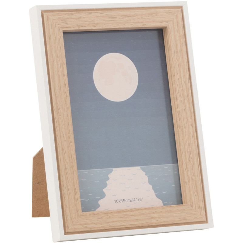 Cadre photo original en Bois Naturel Blanc pour photo 10x15 cm Chloé - 1