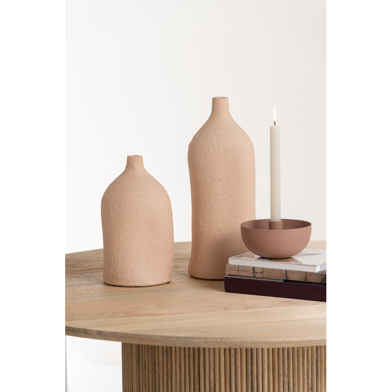 Vase Bouteille Enya Hauteur 40 cm en Céramique Beige - 2