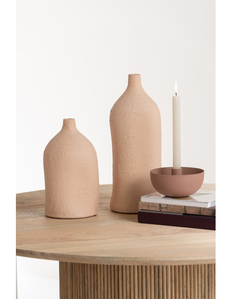 Vase Bouteille Enya Hauteur 40 cm en Céramique Beige - 2