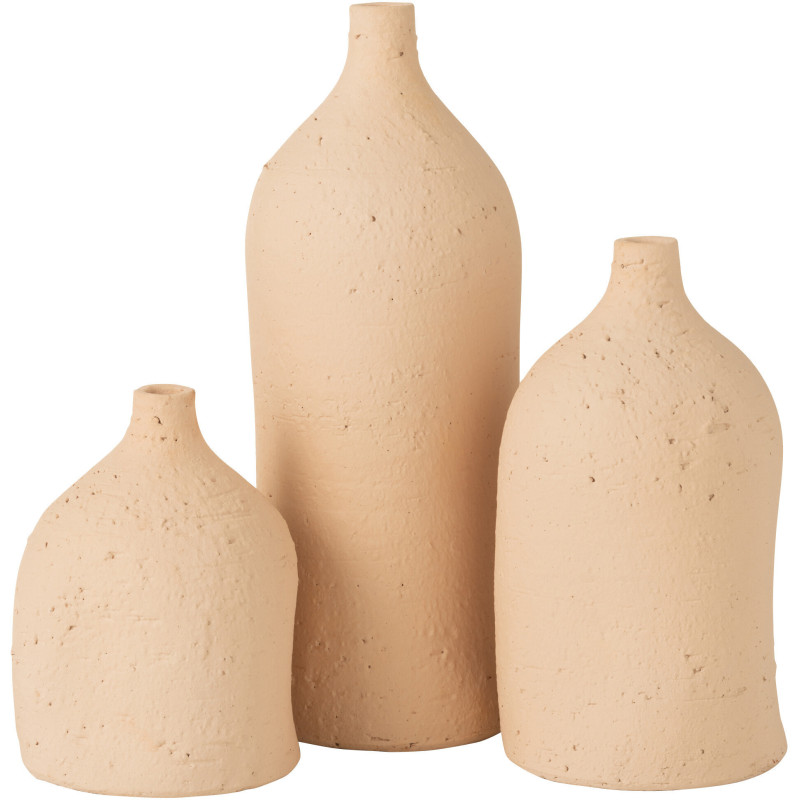 Vase Bouteille Enya Hauteur 40 cm en Céramique Beige - 3