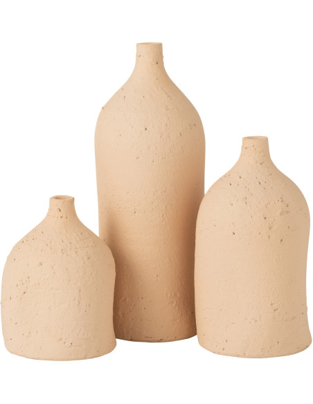 Vase Bouteille Enya Hauteur 40 cm en Céramique Beige - 3