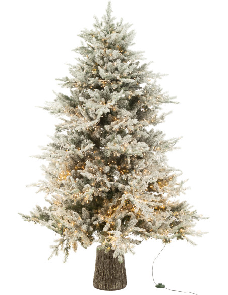 Arbre artificiel lumineux XL réaliste Sapin de Noël Hauteur 210 cm en Plastique Blanc Vert - 1