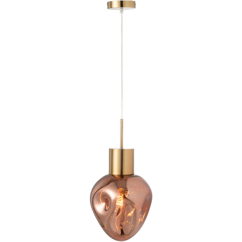 Suspension originale Diamètre 25 cm en Verre Cuivré Métal Doré Sorin - 1