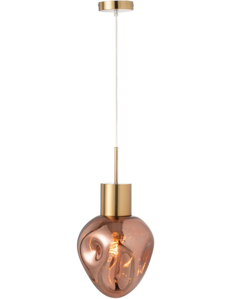 Suspension originale Diamètre 25 cm en Verre Cuivré Métal Doré Sorin - 1