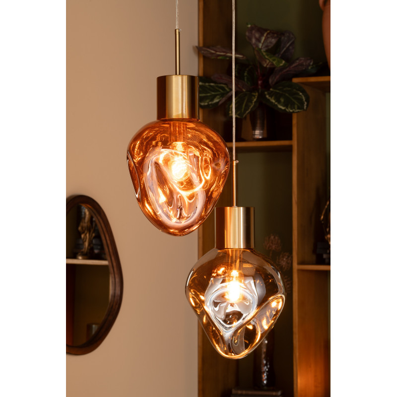 Suspension originale Diamètre 25 cm en Verre Cuivré Métal Doré Sorin - 2