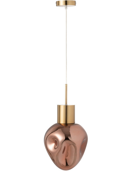 Suspension originale Diamètre 25 cm en Verre Cuivré Métal Doré Sorin - 3