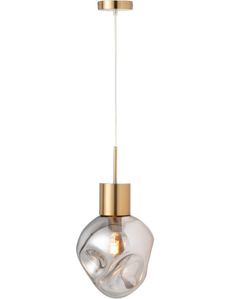 Suspension originale Diamètre 25 cm en Verre Gris Métal Doré Sorin - 1