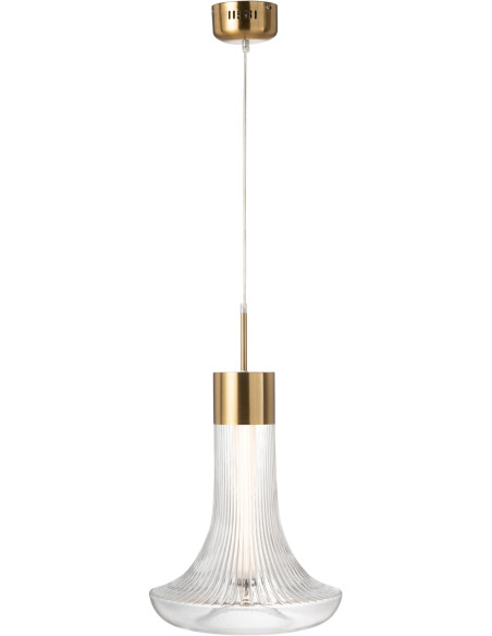 Suspension originale Led Champignon Diamètre 34 cm en Verre Semi-transparent Métal Doré Jamira - 1