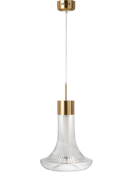 Suspension originale Led Champignon Diamètre 34 cm en Verre Semi-transparent Métal Doré Jamira - 2