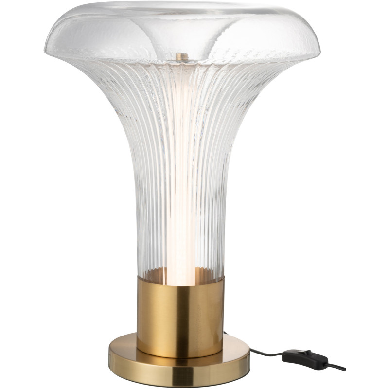 Lampe à poser originale Led Champignon Hauteur 55 cm en Verre Semi-transparent Métal Doré Jamira - 1