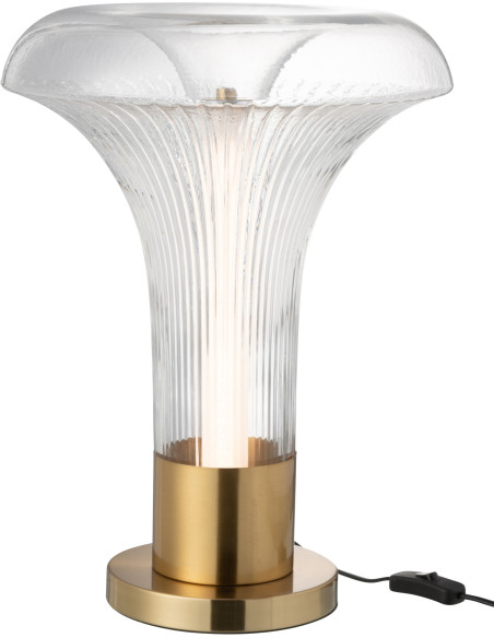 Lampe à poser originale Led Champignon Hauteur 55 cm en Verre Semi-transparent Métal Doré Jamira - 1