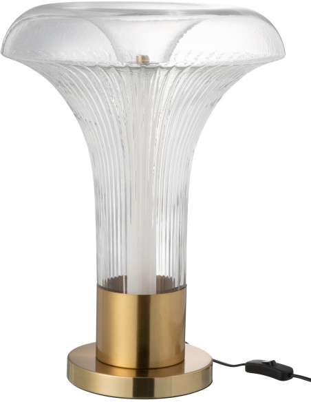 Lampe à poser originale Led Champignon Hauteur 55 cm en Verre Semi-transparent Métal Doré Jamira - 3