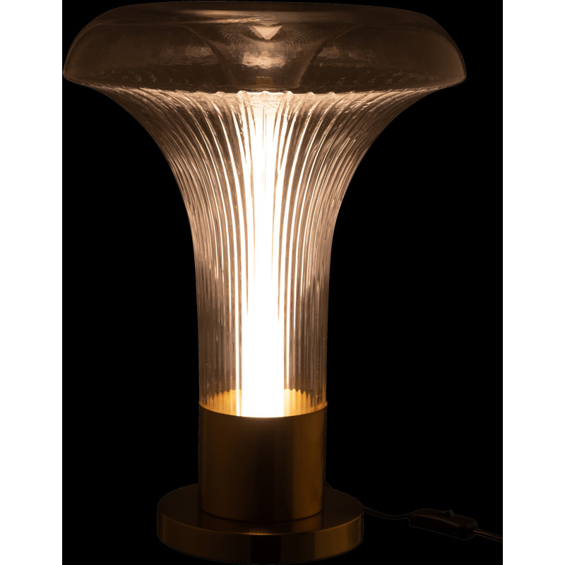 Lampe à poser originale Led Champignon Hauteur 55 cm en Verre Semi-transparent Métal Doré Jamira - 4