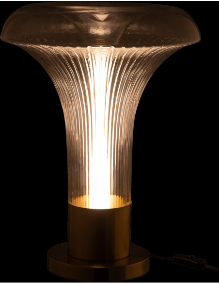 Lampe à poser originale Led Champignon Hauteur 55 cm en Verre Semi-transparent Métal Doré Jamira - 4