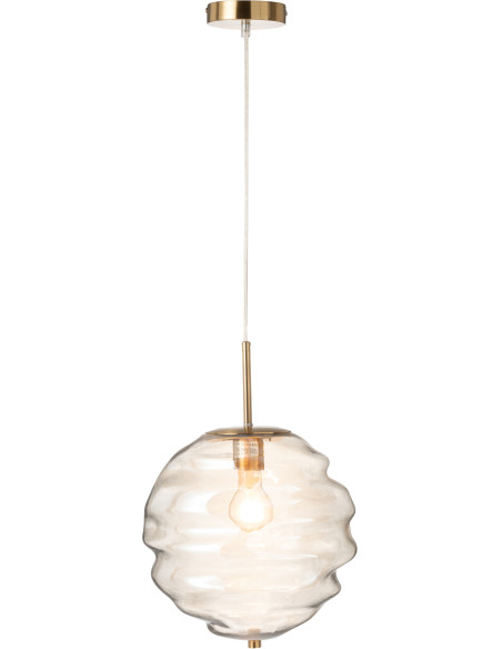 Suspension originale Ruche Diamètre 30 cm en Verre Marron clair Métal Doré Honeycomb - 1