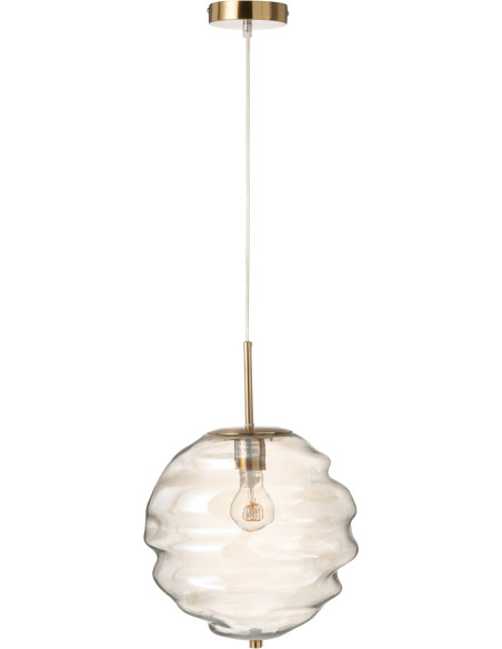Suspension originale Ruche Diamètre 30 cm en Verre Marron clair Métal Doré Honeycomb - 2
