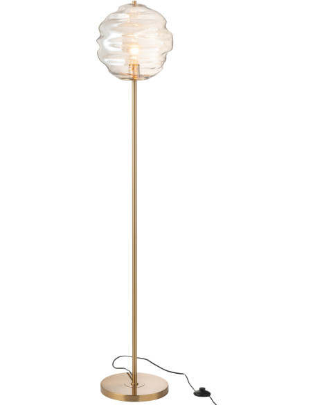 Lampadaire original Ruche Hauteur 156 cm en Verre Marron clair Métal Doré Honeycomb - 1