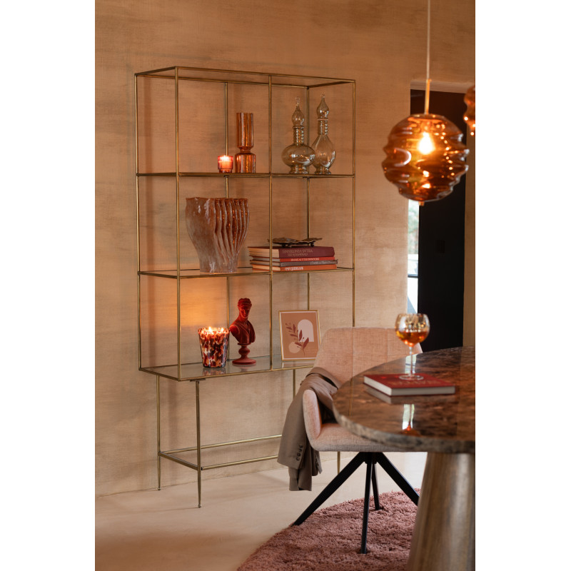 Suspension originale Diamètre 30 cm en Verre Ambre Métal Doré Honeycomb J-Line - 2