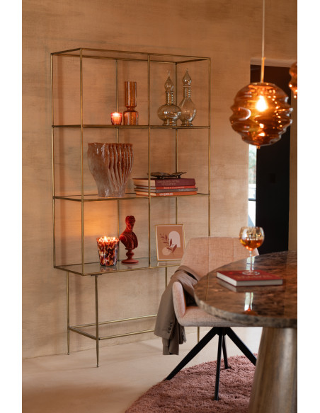 Suspension originale Diamètre 30 cm en Verre Ambre Métal Doré Honeycomb J-Line - 2